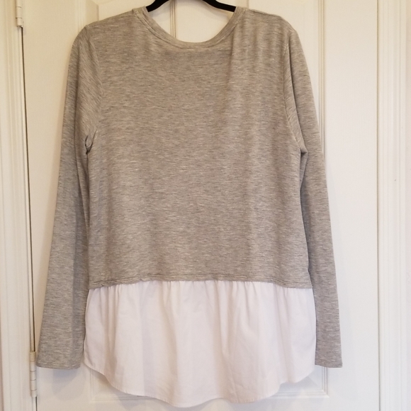 Bobeau Loose Grey Blouse with Faux Tailored Layer - Picture 5 of 5